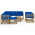 Set mobilier de gradina cu perne albastre, 10 piese, albastru