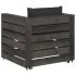 Set mobilier de grădină cu perne, 2 piese, gri, lemn tratat
