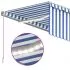 Copertina automata cu stor&senzor vant&LED, albastru si alb, 4 x 3 m