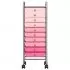Carucior de depozitare mobil cu 10 sertare, roz, 32 x 36.5 x 90 cm