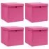 Set 4 bucati cutii depozitare cu capace, roz