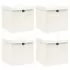  Cutii depozitare cu capace 4 buc. alb, 32x32x32 cm, textil