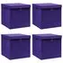  Cutii depozitare cu capace, 4 buc., violet, 28x28x28 cm