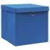 Set 4 bucati cutii depozitare cu capac, albastru