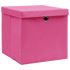 Set 4 bucati cutii depozitare cu capac, roz