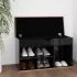  Pantofar cu pernă, negru extralucios 80x30x47cm, lemn prelucrat