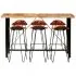 Set mobilier de bar 7 piese lemn masiv acacia & piele naturala, maro, 42 x 45 x 86 cm