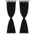 Set 2 bucati draperii micro-satin cu bride 140 x 225 cm, negru, 225 cm