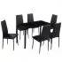 Set masa si scaune de bucatarie 7 piese, negru, 60 x 60 x 74 cm