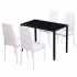 Set masa si scaune de bucatarie, cinci piese, alb si negru, 60 x 60 x 74 cm
