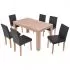 Masa si scaune 7 piese, negru, 140 x 80 x 75 cm