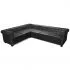 Canapea colțar Chesterfield 6 locuri, piele artificială, neagră