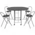 Set 5 piese masa si scaune de bucatarie pliante MDF, negru, 80 x 80 x 79 cm
