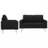  Set de canapele, 2 piese, negru, material textil