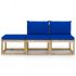 Set mobilier de gradina cu perne albastre, 3 piese, maro