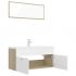 Set mobilier de baie, alb si stejar sonoma, 100 x 38.5 x 46 cm