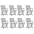 Set 8 bucati scaune pliabile de exterior cu perne, negru