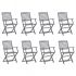 Set 8 bucati scaune pliabile de exterior cu perne, multicolor