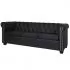  Canapea Chesterfield cu 3 locuri, piele artificială, negru  