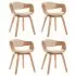 Set 4 bucati scaune de bucatarie, maro deschis si crem, 51.5 x 71.5 cm