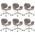 Scaune de sufragerie pivotante, 6 buc., gri taupe, textil