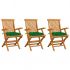 Set 3 bucati scaune de gradina cu perne verzi, verde