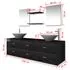  Set mobilier de baie, 9 piese, cu chiuvetă și robinet, negru