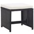  Set mobilier de exterior cu perne, 11 piese, negru, poliratan