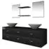  Set de mobilier de baie cu 7 piese și chiuvete incluse, negru