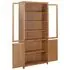  Bibliotecă cu 4 uși, 90x35x200 cm, lemn masiv stejar & sticlă