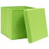  Cutii depozitare cu capace 4 buc. verde, 32x32x32 cm, textil