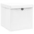  Cutii depozitare cu capace, 10 buc., alb, 28x28x28 cm