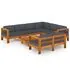  Set mobilier grădină perne gri închis, 8 piese, lemn acacia