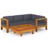  Set mobilier grădină perne gri închis, 5 piese, lemn acacia