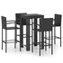  Set bar exterior cu cotieră, 5 piese, negru, poliratan