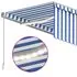  Copertină retractabilă manual cu stor&LED albastru&alb, 3x2,5 m