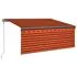  Copertină automată senzor vânt&LED, portocaliu&maro, 3x2,5 cm  