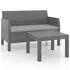  Set mobilier de grădină cu perne, 2 piese, antracit, PP ratan