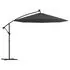  Umbrelă suspendată cu LED și stâlp din oțel, antracit, 300 cm