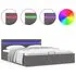  Cadru pat hidraulic, depozitare, LED, gri, 160x200 cm piele eco 