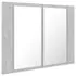  Dulap de baie cu oglindă și LED, gri beton, 60x12x45 cm