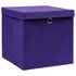  Cutii depozitare cu capace, 4 buc., violet, 28x28x28 cm