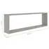  Rafturi de perete cub, 2 buc., gri beton, 100x15x30 cm, PAL