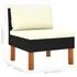  Set mobilier de grădină cu perne, 9 piese, negru, poliratan