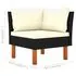  Set mobilier de grădină cu perne, 9 piese, negru, poliratan
