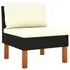  Set mobilier de grădină cu perne, 9 piese, negru, poliratan
