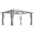  Pavilion cu perdele & șiruri lumini LED, crem, 4x3 m, aluminiu