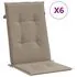  Perne scaun spătar înalt 6 buc., gri taupe, 120x50x3 cm, textil