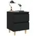  Noptiere cu picioare lemn masiv pin, 2 buc., negru, 40x35x50 cm