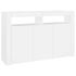  Servantă cu lumini LED, alb, 115,5x30x75 cm